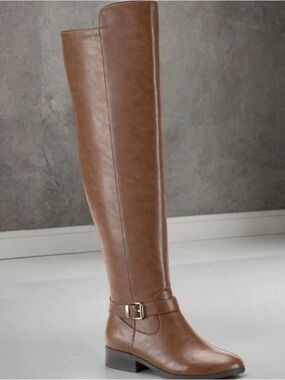 BRAND NEW Style & Co Cognac Smooth Charlaa Buckled Over The Knee Boots Size 9.5